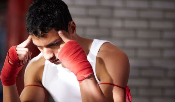 A boxer thinking